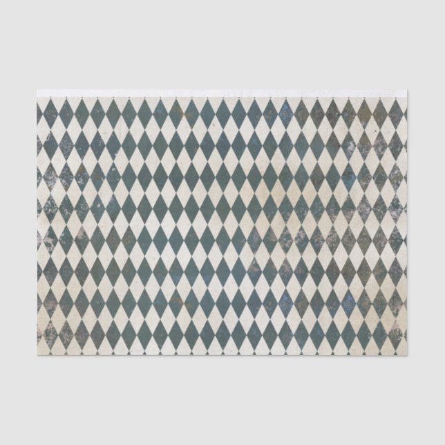 Green Harlequin Diamond Pattern Tissue Paper (Front)