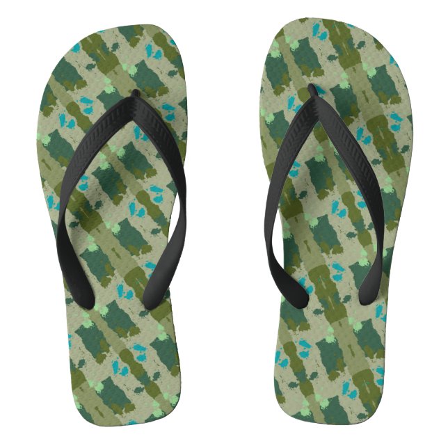Green Harmony Abstract Pattern Flip Flops (Footbed)