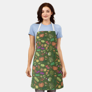 Green Harvest Symphony With Orange Pumpkins Apron