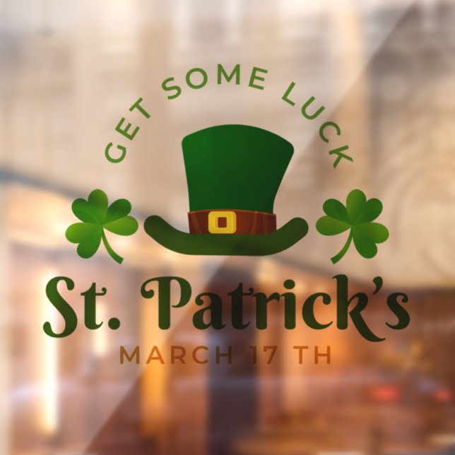 Green Hat And Clover St Patrick's Day Window Cling (Sheet 2)