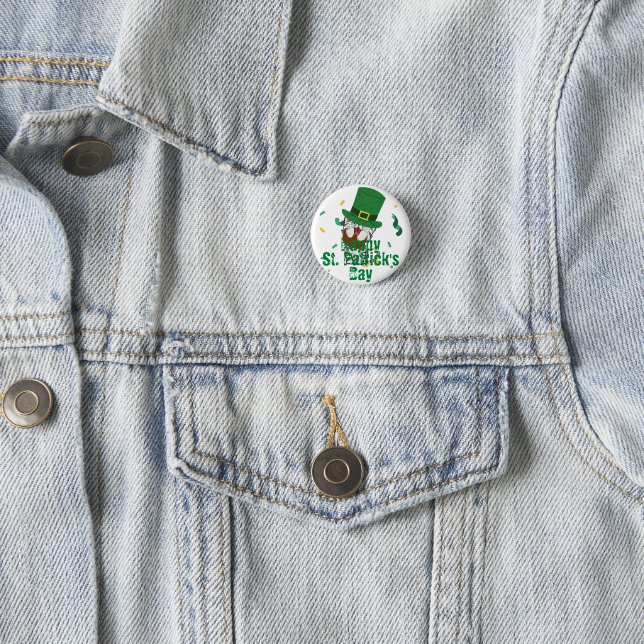 Green hat lucky Shamrock  St. Patrick's Day  1 Inch Round Button (In Situ)