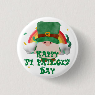 Green hat lucky Shamrock St. Patrick's Day 1 Inch Round Button