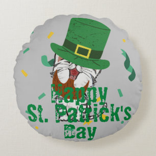 Green hat lucky Shamrock  St. Patrick's Day  Round Pillow