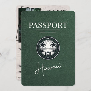 Green Hawaii Passport Save The Date