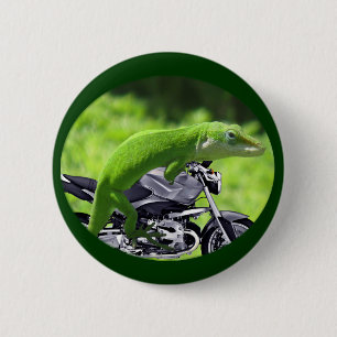 Green Hawaiian Gecko Rider 2 Inch Round Button