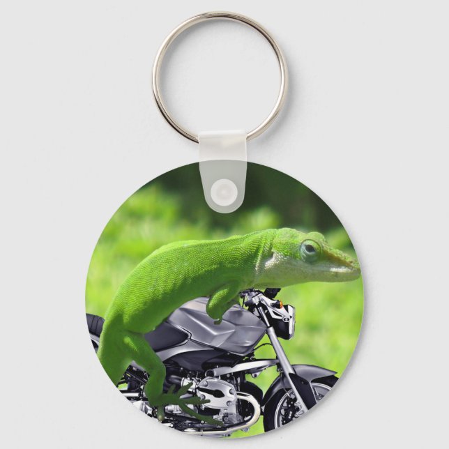 Green Hawaiian Gecko Rider Keychain (Front)
