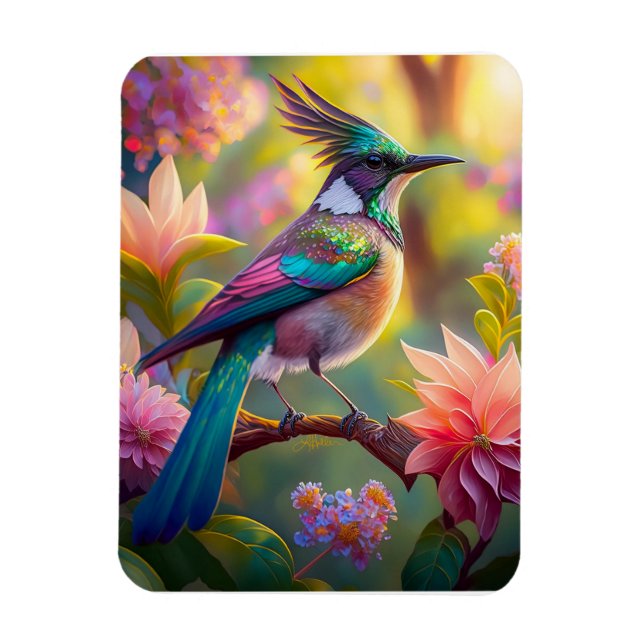 Green Headed Jay Fantasy Bird Magnet (Vertical)