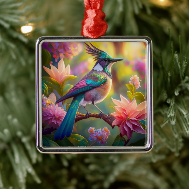 Green Headed Jay Fantasy Bird Metal Ornament (Tree)