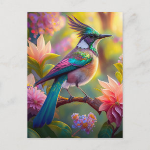 Green Headed Jay Fantasy Bird Postcard