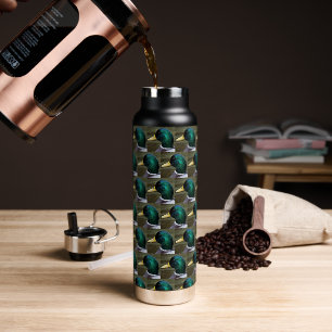 Green Headed Mallard Duck Head Pattern Water Bottle
