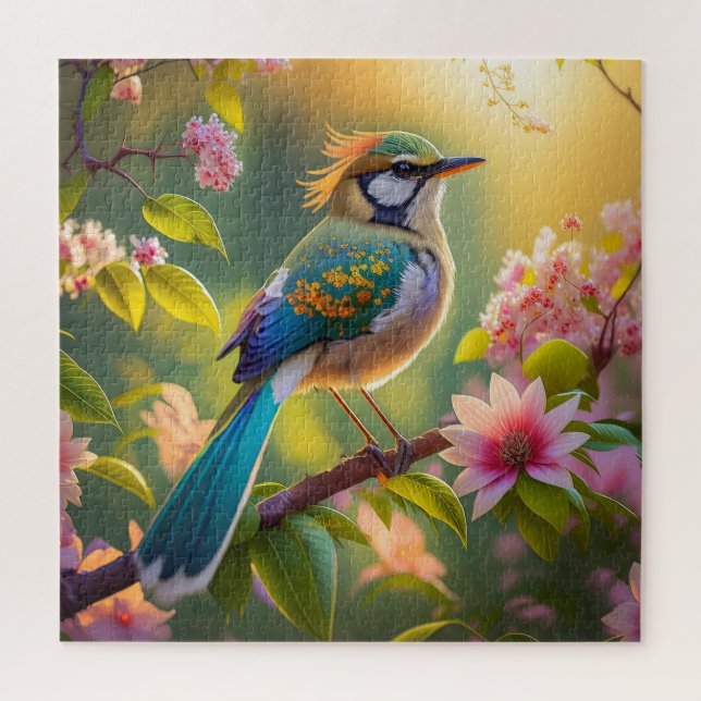 Green Headed Teal Winged Fantasy Bird Jigsaw Puzzle (Vertical)