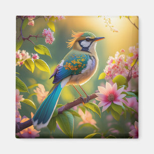 Green Headed Teal Winged Fantasy Bird Magnet