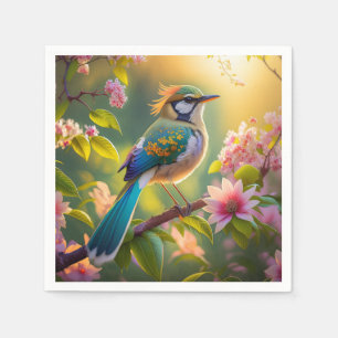 Green Headed Teal Winged Fantasy Bird Napkin