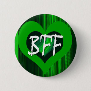 GREEN HEART 2 INCH ROUND BUTTON