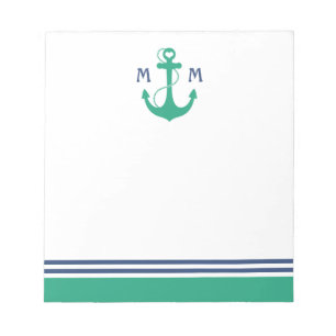 Green Heart Anchor Monogram Notepad