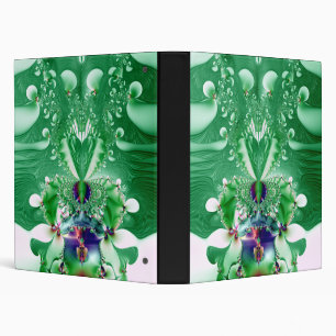 Green Heart and Flowers Fractal Binder