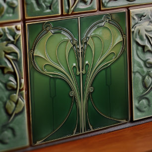 Green Heart Backsplash Repro Art Nouveau Tile
