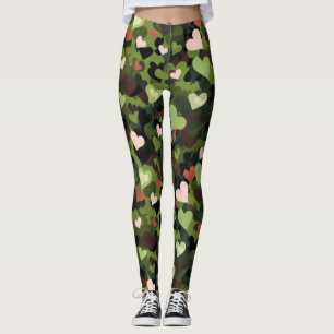 Green Heart Camouflage Leggings