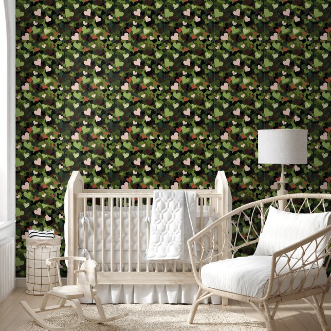 Green Heart Camouflage Wallpaper (Kids)
