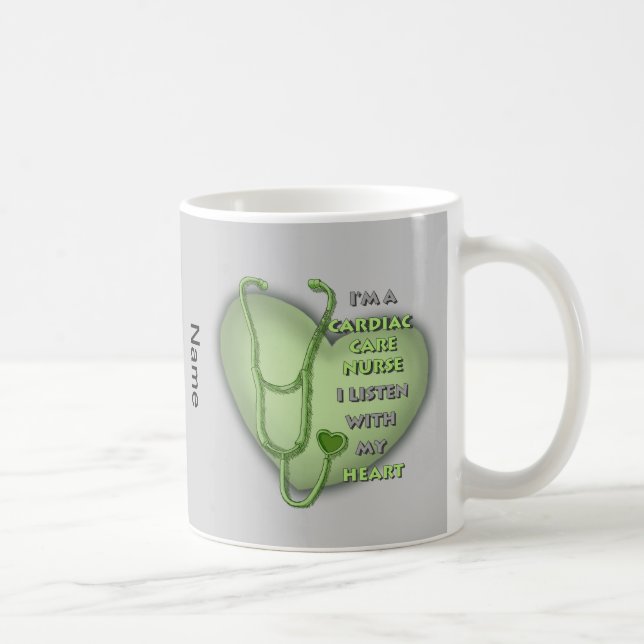 Green Heart Cardiac Care nurse Coffee Mug (Right)