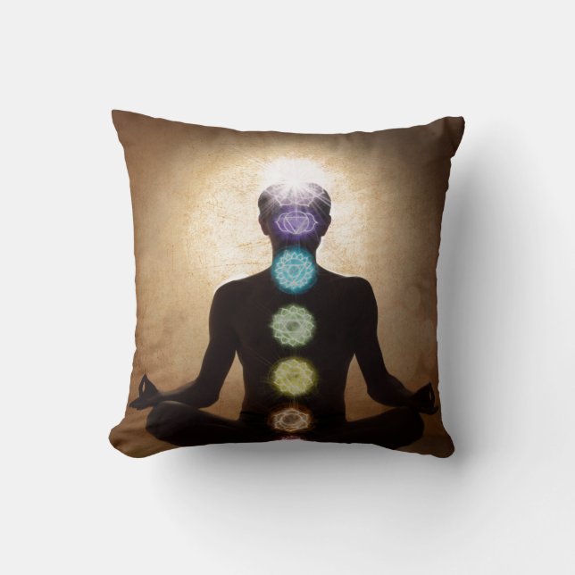 Green heart chakra, chakras, meditation, zen, heal throw pillow (Front)