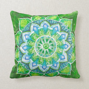 Green heart chakra, chakras, meditation, zen, heal throw pillow