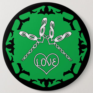 Green Heart Chakra "Love" Dragonfly Design 6 Inch Round Button