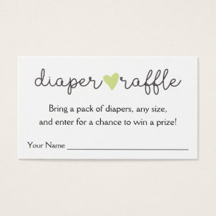 Green Heart Diaper Raffle Baby Shower