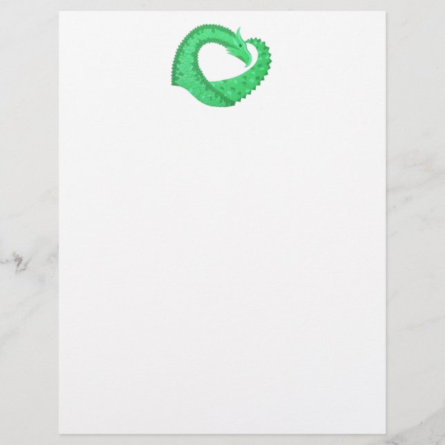 Green heart dragon on white (Front)