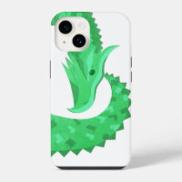 Green heart dragon on white 