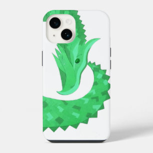 Green heart dragon on white  iPhone 14 case