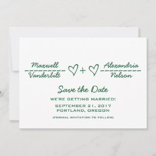 Green Heart Equation Save the Date Invite