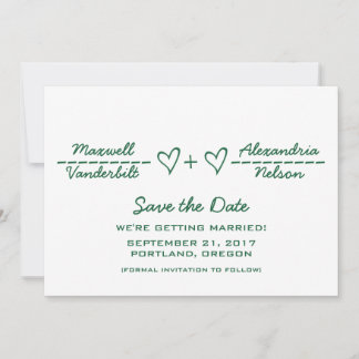 Green Heart Equation Save the Date Invite
