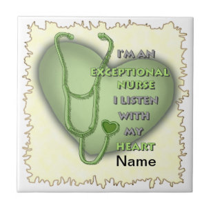 Green heart exceptional nurse tile
