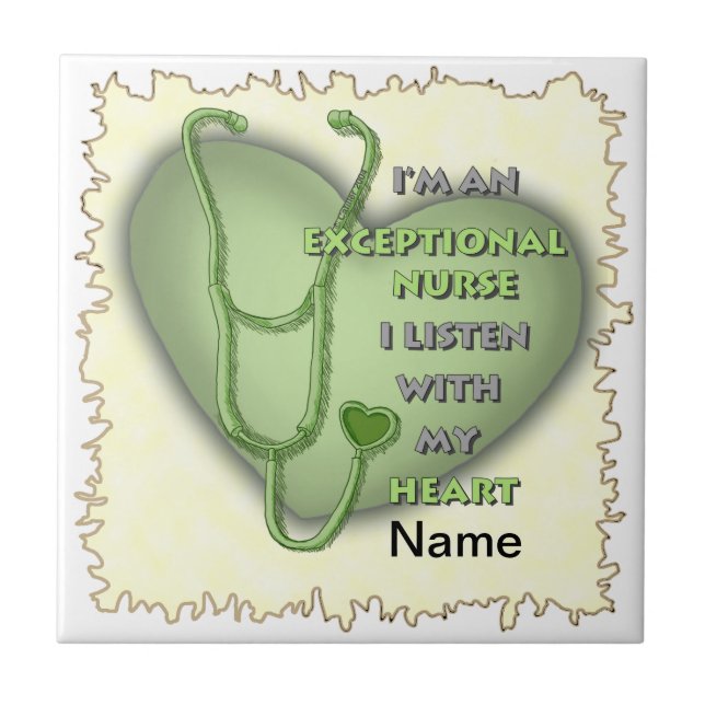 Green heart exceptional nurse  tile (Front)