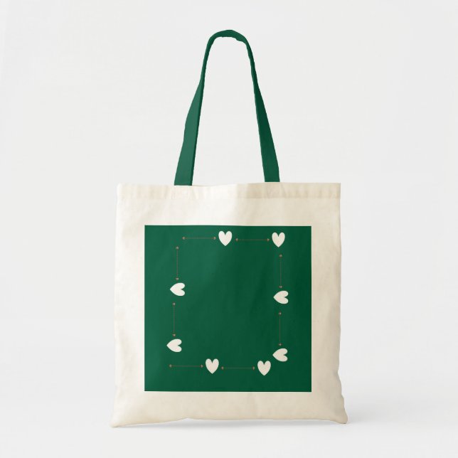 Green Heart Frame Tote Bag – Minimal Love Style (Front)
