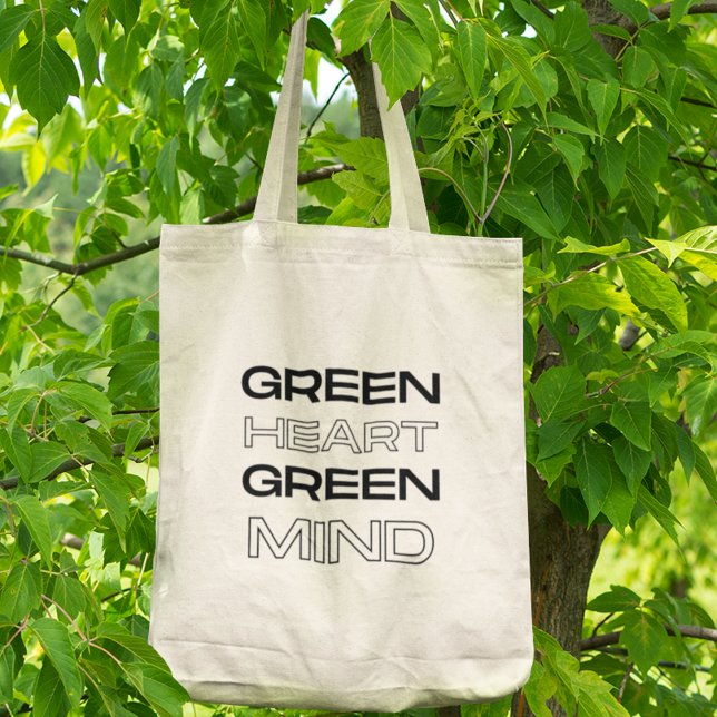 Green Heart Green Mind Eco-Friendly Statement Gift Tote Bag (Shop now and make a positive impact!)