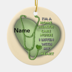 Green Heart Home Health Care Nurse Ceramic Ornament