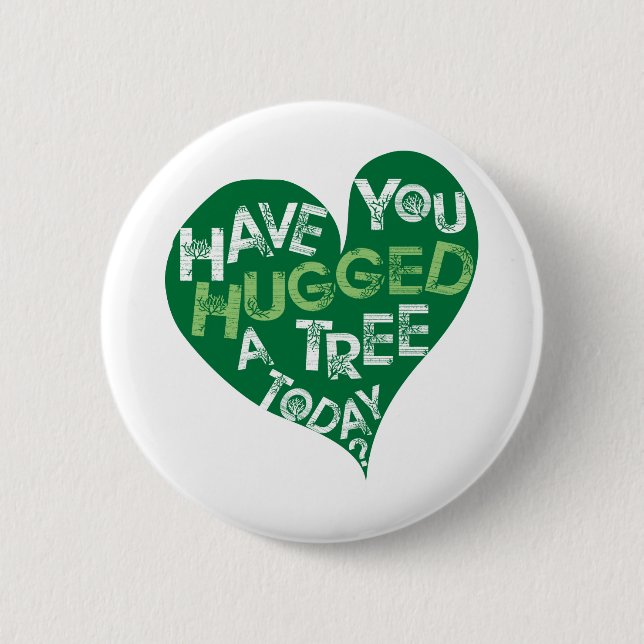 Green Heart (Hug a Tree) 2 Inch Round Button (Front)
