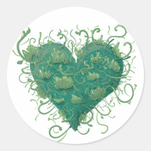Green Heart Inside Classic Round Sticker