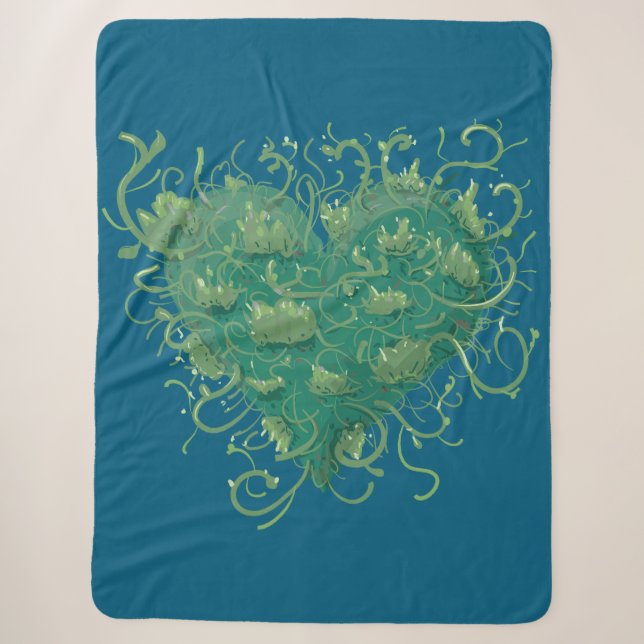Green Heart Inside Sherpa Blanket (Front)
