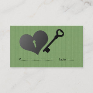 Green Heart Lock and Key Place Card