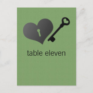 Green Heart Lock and Key Table Postcard