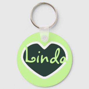 green heart name keychain