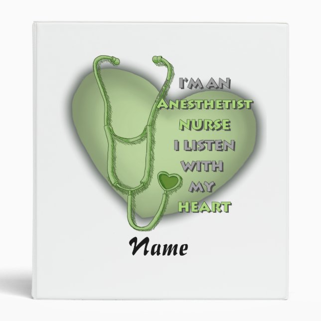 Green Heart Nurse Anesthetist Binder (Front)