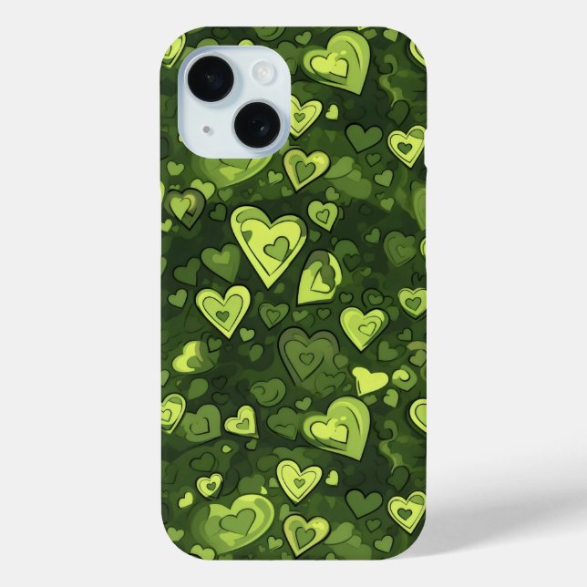 Green Heart Pattern Case-Mate iPhone Case (Back)