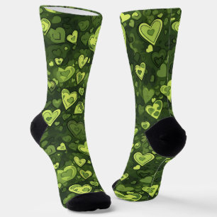 Green Heart Pattern Socks