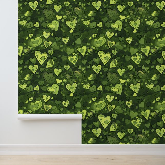 Green Heart Pattern Wallpaper (Application)