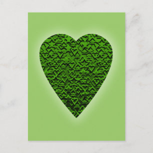 Green Heart. Patterned Heart Design. Postcard
