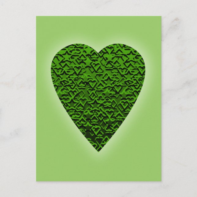 Green Heart. Patterned Heart Design. Postcard (Front)